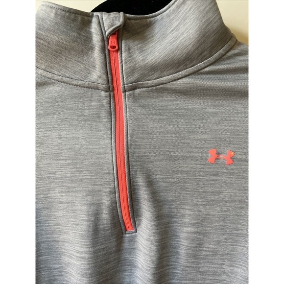 Under Armour Heat Gear Workout Active Loose Womens M Gray 1/4 zip shirt  EUC - Picture 3 of 5